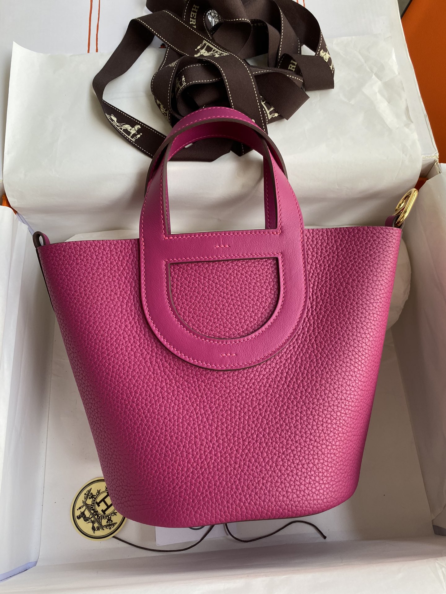 Hermes In The Loop 18 Bag In Rose Purple Clemence Leather